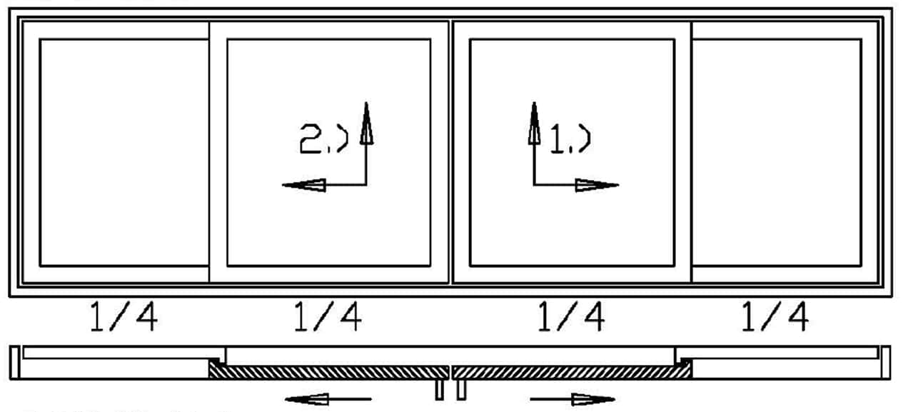 Hebeschiebetüre 4-teilig - 2x Schiebeflügel & 2x Fixteil