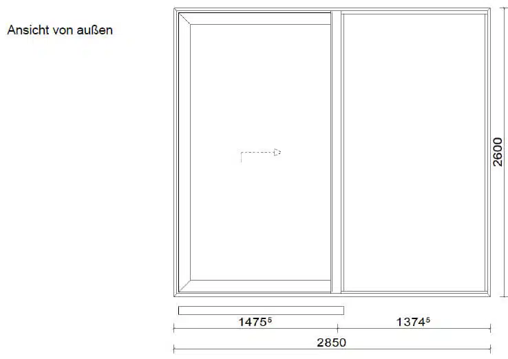 Hebeschiebetüre Aluminium 2-teilig