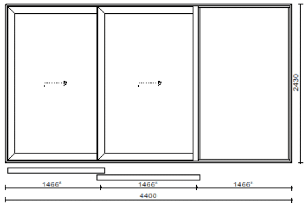 Hebeschiebetür Aluminium mit 2 Flügel und 1 Fixteil - Preis / Planungsskizze