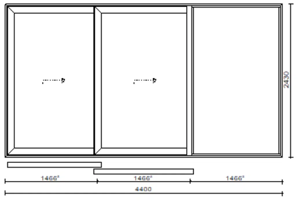 Hebeschiebetür Aluminium mit 2 Flügel und 1 Fixteil - Preis / Planungsskizze