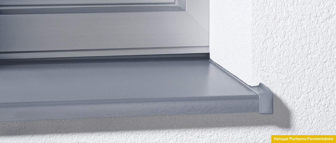 Helopal Puritamo Fensterbank überzeugt mit puristischem Design, hoher Witterungsbeständigkeit und individueller Anpassung.
