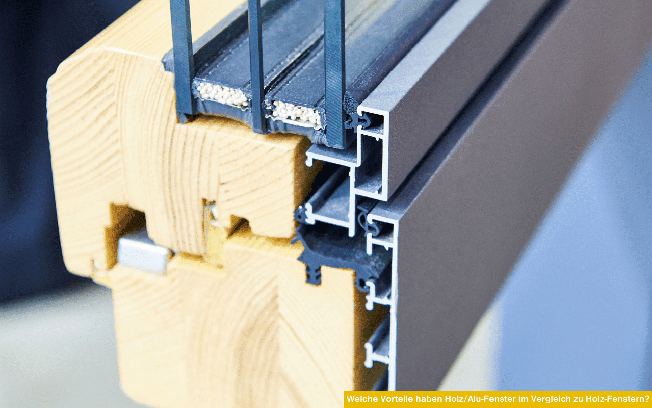 Holz Alu Fenster Querschnitt Welche Vorteile haben Holz/Alu Fenster im Vergleich zu Holz Fenstern Darstellung Aufbau und Materialien.