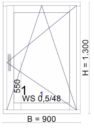 Holz-Aluminium-Fenster 1-flügelig 90x130