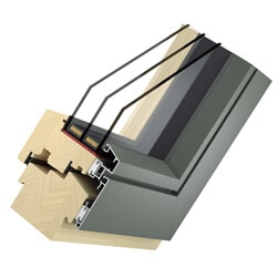 Holz Aluminium Fenster Big System Flat 3-fach Profil mit Holzrahmen, flacher Alu-Außenschale und energieeffizienter Dreifachverglasung