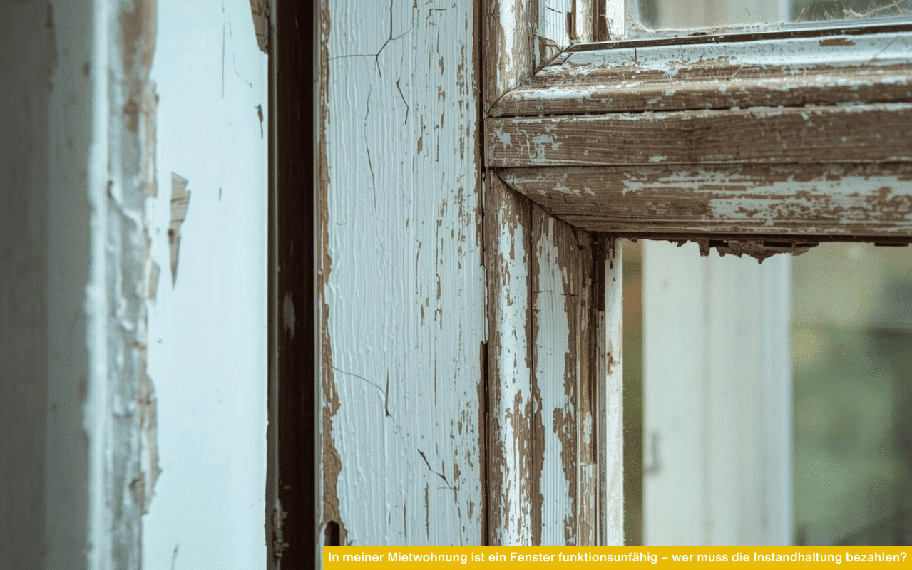In meiner Mietwohnung ist ein Fenster funktionsunfähig - wer muss die Instandhaltung bezahlen Stark beschädigter alter Fensterrahmen