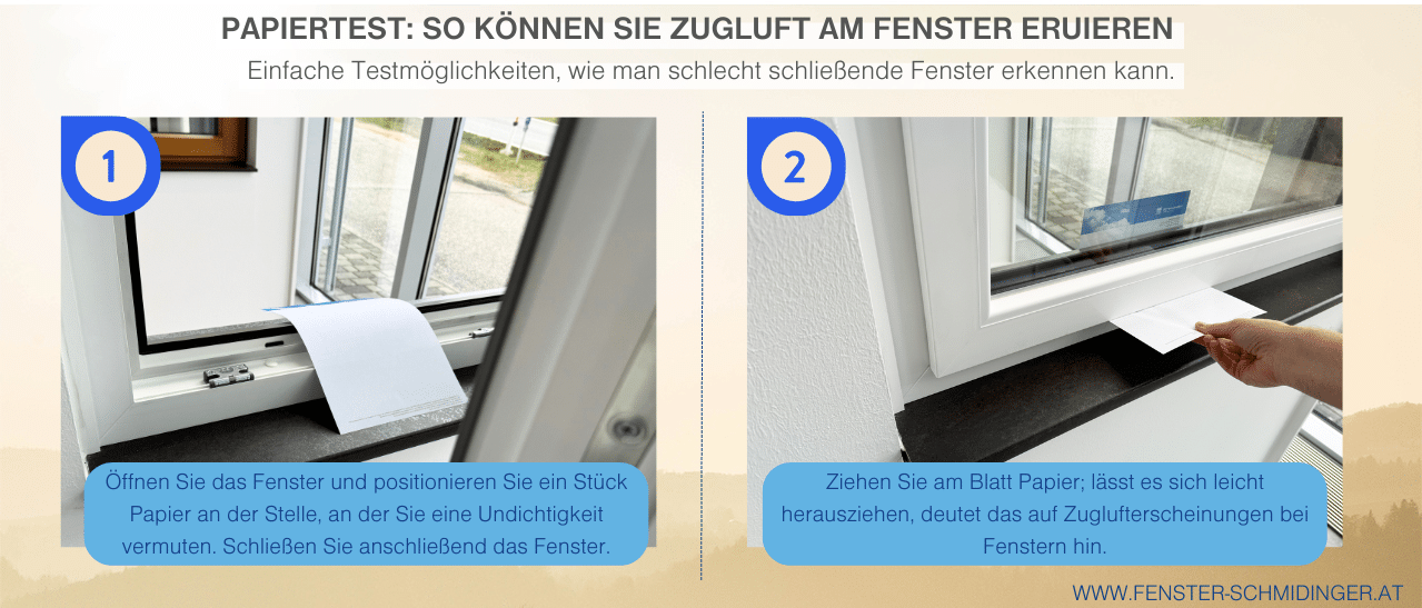 Infografik - Papiertest: So können Sie Zugluft am Fenster eruieren!