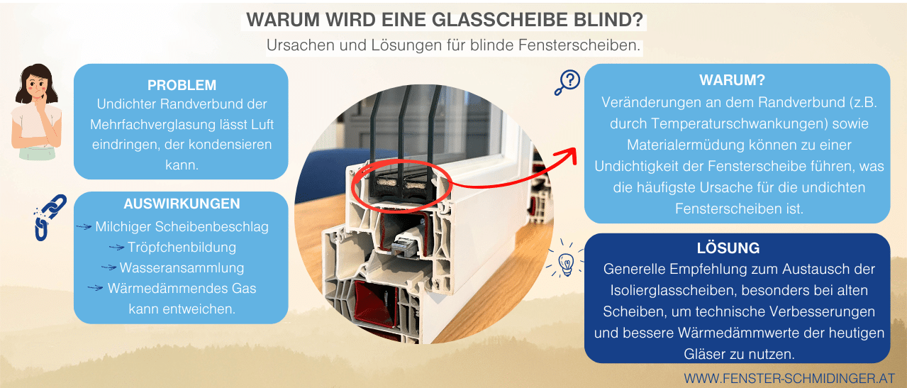 Infografik - Warum eine Fensterglasscheibe blind wird.