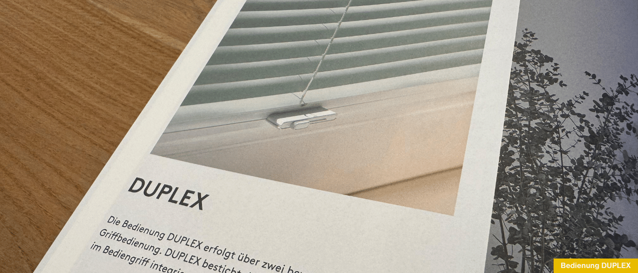 Innovative Jalousien Trends mit DUPLEX-Bedienung von Leha für moderne Steuerung durch bewegliche Schienen und Griffbedienung