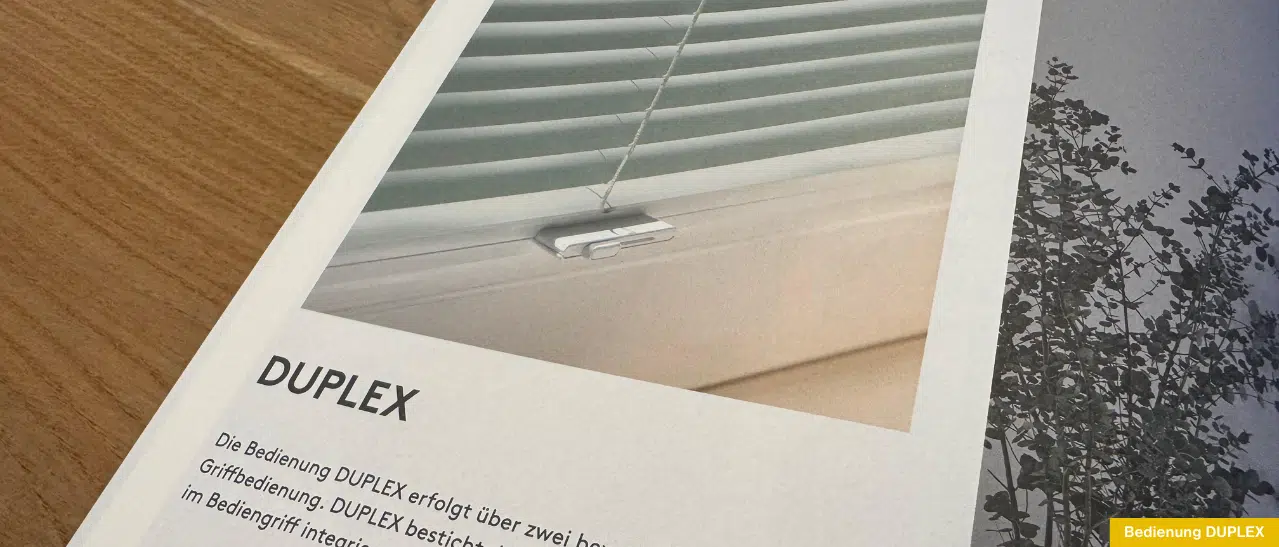 Innovative Jalousien Trends 2025 mit DUPLEX-Bedienung von Leha für moderne Steuerung durch bewegliche Schienen und Griffbedienung