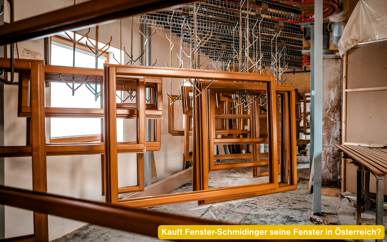 Kauft Fenster-Schmidinger seine Fenster in Österreich? Holzfensterrahmen während der Fertigung im Fensterwerk