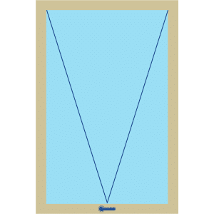 Darstellung einer Skizze mit einem Klappflügel als technische Zeichnung zur Veranschaulichung des Fensterdesigns.