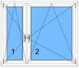Küchenfenster 2-flügeliges Kämpferfenster Dreh-Kipp / Dreh-Kipp