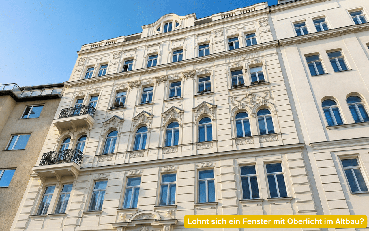 Lohnt sich ein Fenster mit Oberlicht im Altbau? Historische Fassade mit hohen Fenstern und erhaltenen Fensterteilungen