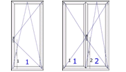 Skizze einer Balkontür mit 1 oder 2 Flügeln, 2,5 bis 3,5 m² Fenster austauschen Kosten ca 640-830 Euro
