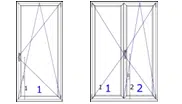 Fenster austauschen Kosten - Balkontür: 1 oder 2 Flügel, 2,5 m² bis 3,5 m², Skizze und Fenstertauschkosten. Verbundfenstermontage 640 €, Kastenfenstermontage 830 €.