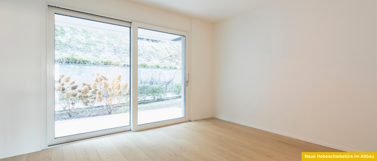 Neue Hebeschiebetüre im Altbau eingebaut, bringt mehr Komfort und Licht. Perfekt anstatt alten Balkontüren.