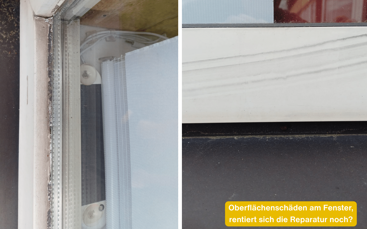 Oberflächenschäden am Fenster, rentiert sich die Reparatur noch? Risse und Kratzer am Kunststoffrahmen