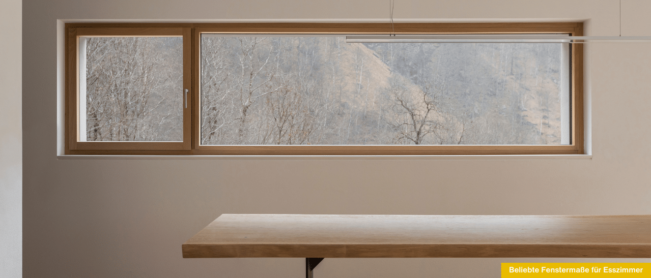 Querliegendes langes Fenster mit Festverglasung und Dreh-Kipp-Flügel als Alternative.