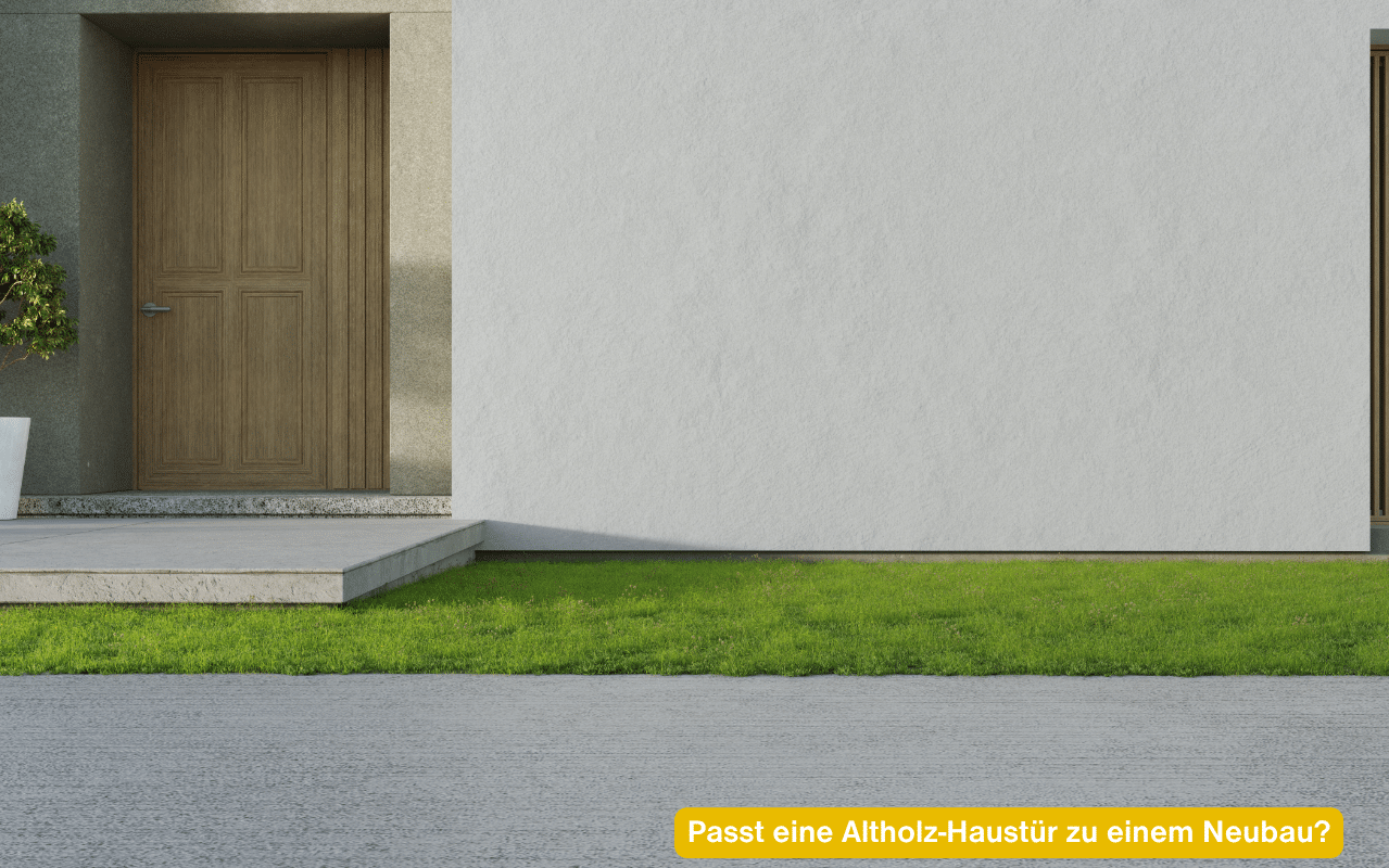 Passt eine Altholz-Haustür zu einem Neubau? Moderne Hausfassade mit Holz-Haustür