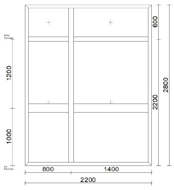 Planungsbeispiel Skizze Windschutz mit Aluprofilen flixverglast mit Glas - Maß: 2200 x 2800 mm