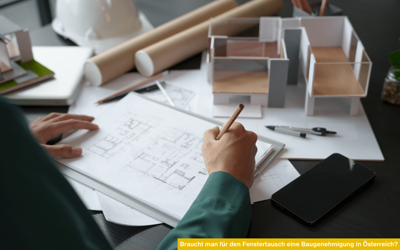 Planungsarbeiten mit Modellen. Braucht man für den Fenstertausch eine Baugenehmigung in Österreich? Expertenberatung.