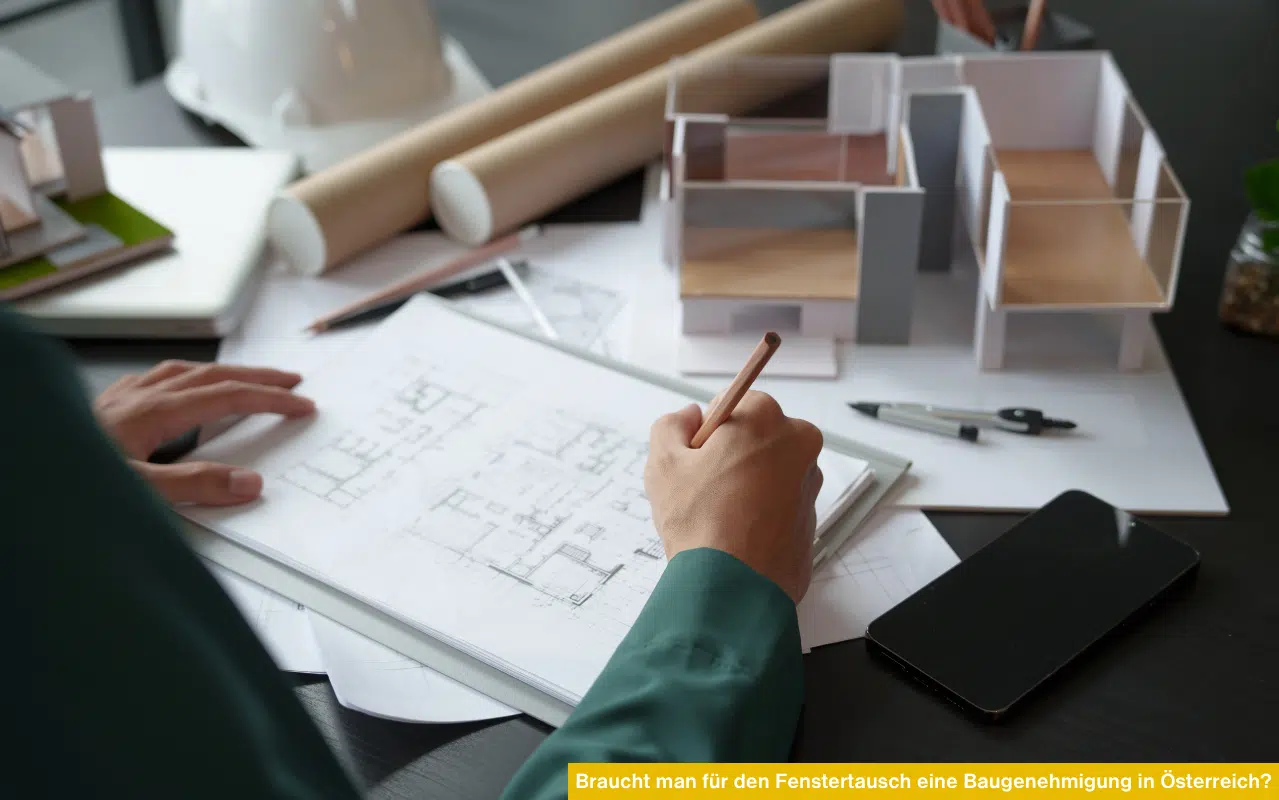 Planungsarbeiten mit Modellen. Braucht man für den Fenstertausch eine Baugenehmigung in Österreich? Expertenberatung.