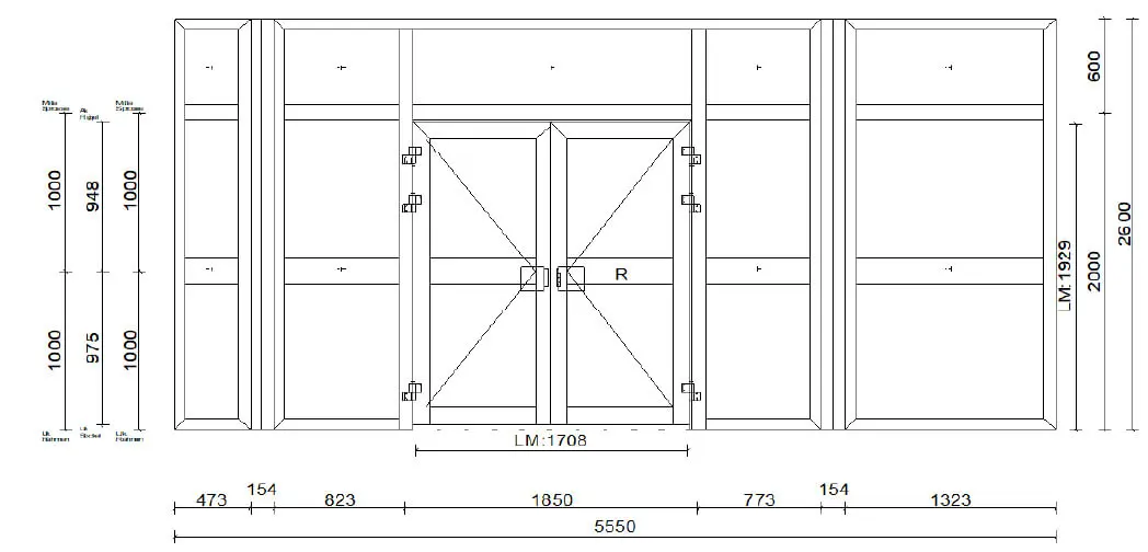 Planungsbeispiel Eingangsportal Sonderkonstruktion Mehrteilig mit Sicherheitsgläsern