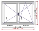 Preis Badezimmerfenster 2flg. 178 x 127