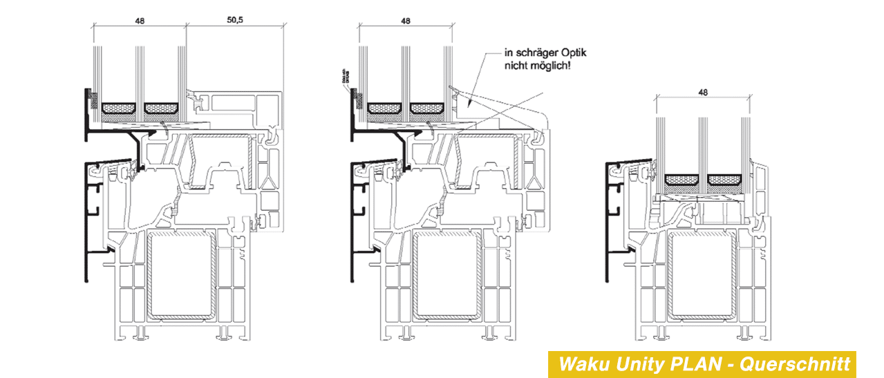 Waku Fenster Unity Plan - Querschnitt