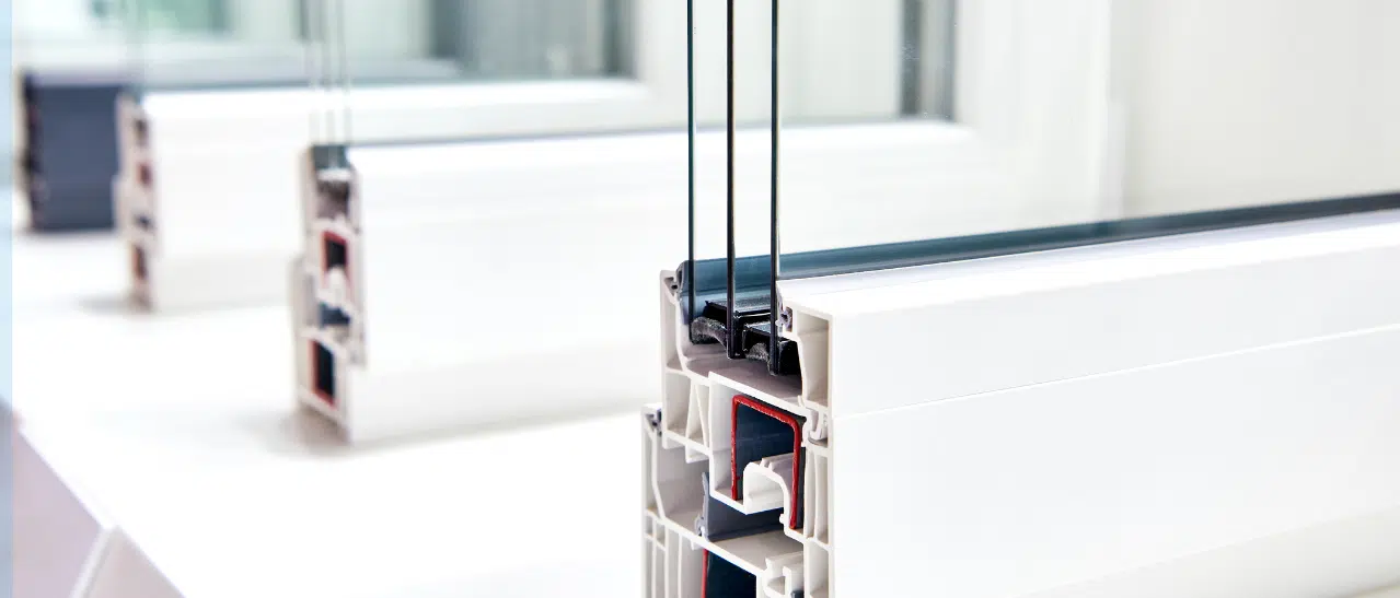 Querschnitte von Kunststoff- vs. Kunststoff-Alu-Fenstern im Materialvergleich, ideal für einen Ratgeber zu Fensterarten.