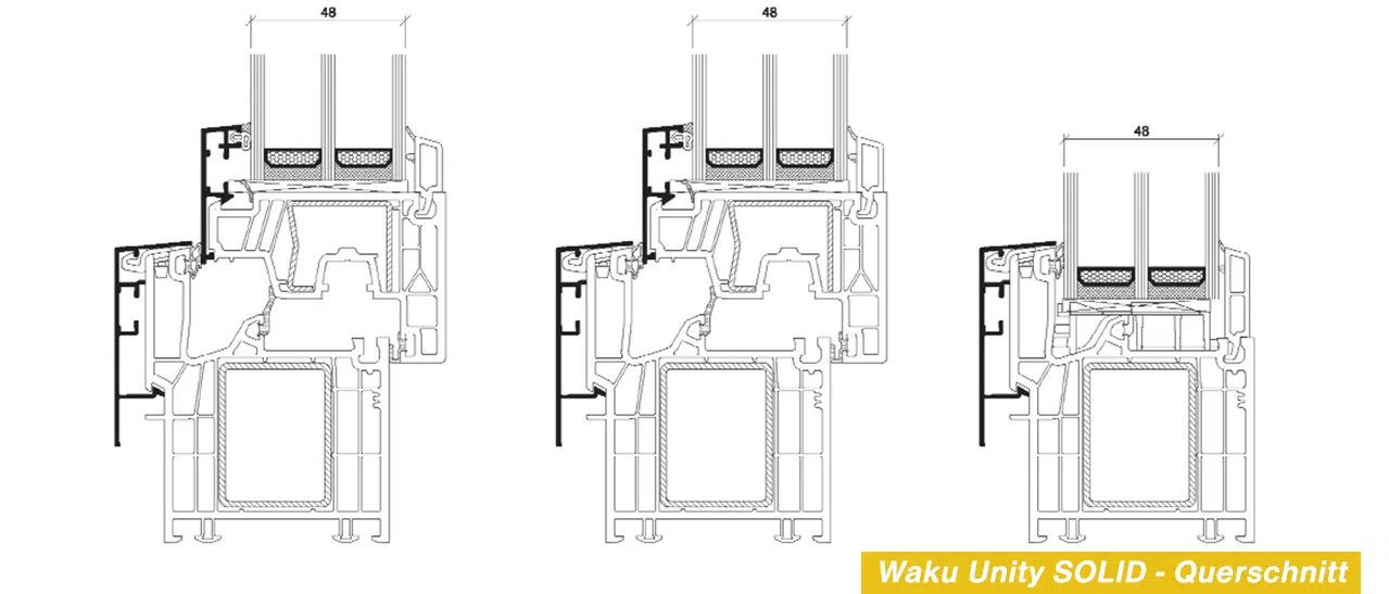 Querschnitt Waku-Fenster Unity Serie Solid