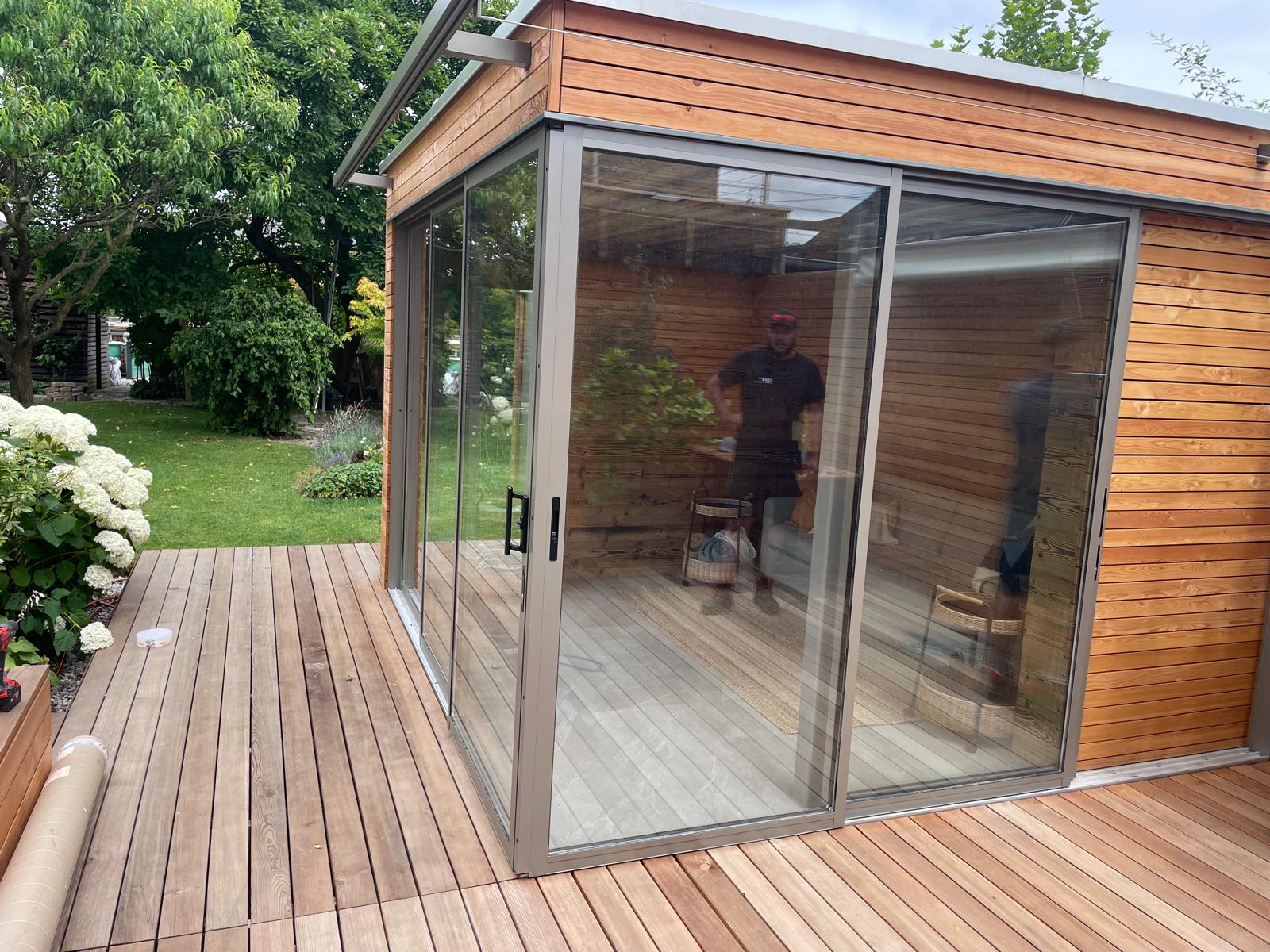 Schiebefenster Zweifachverglasung für Gartenhaus