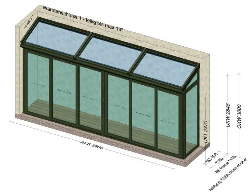 Schmaler Wintergarten 6x1 Meter - Planung