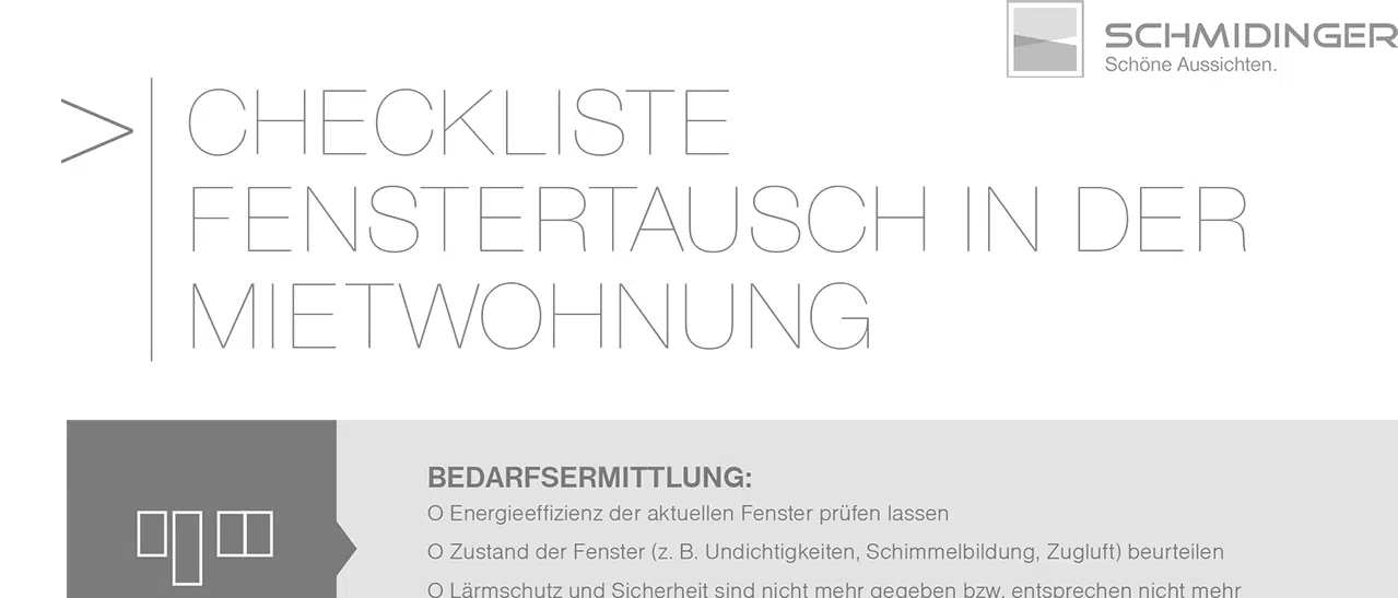 Checkliste für Fenster austauschen in Mietwohnungen zur Planung und Umsetzung mit Tipps zur Auswahl und Expertenkooperation.