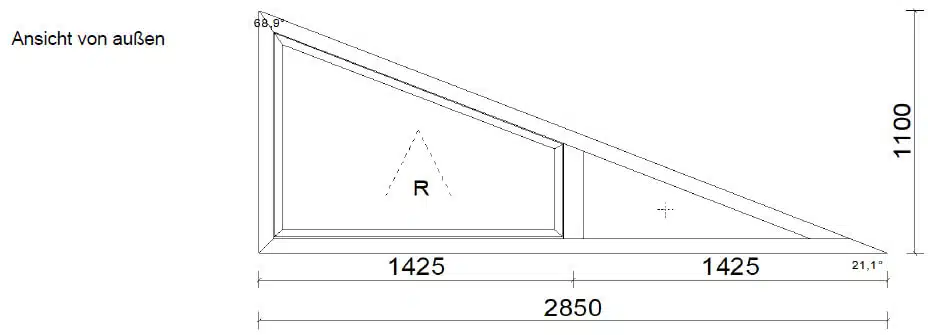 Schrägfenster Aluminium 2-teilig