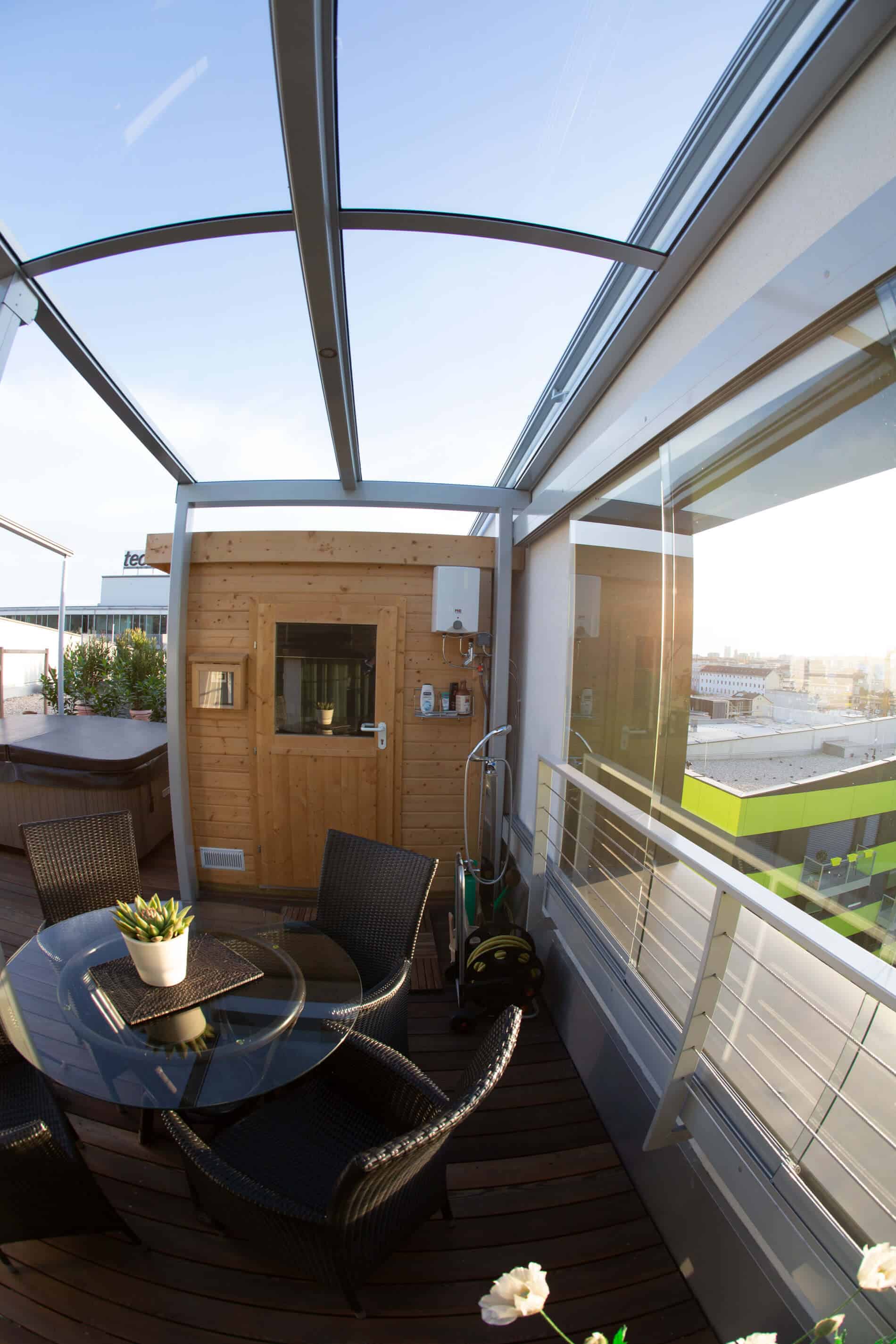 Seitlicher Wetterschutz für Terrasse