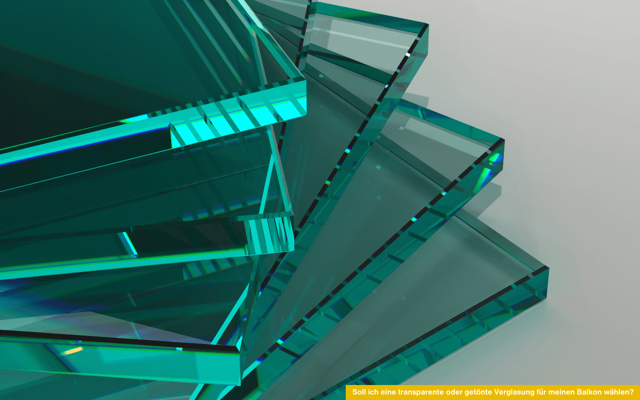 Soll ich eine transparente oder getönte Verglasung für meinen Balkon wählen? Darstellung verschiedener Glasstärken zur Auswahlberatung.
