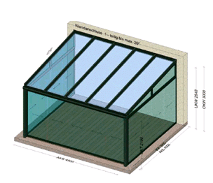 Sommergarten 4,8x4m, DB 703 Glatt, VSG 10,76 Verbundsicherheitsglas, Aluminium & Echtglas mit modernen schlanken Profilen