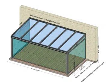 Kaltwintergarten in RAL 7016 Anthrazit, 5670mm breit, 3170mm tief, Alu, 10,76 VSG-Verbundsicherheitsglas.