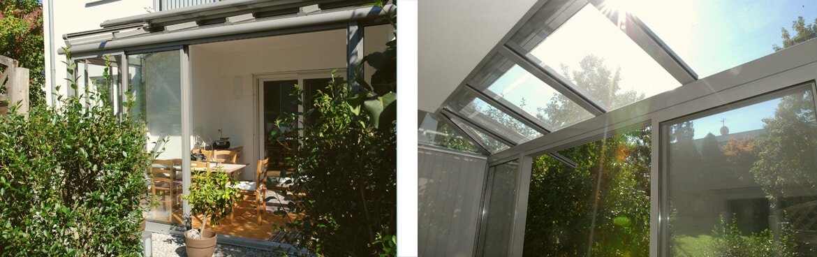 Ein Sommergarten in Oberösterreich in grau überzeugt durch modernes Design und eine hochwertige Bauweise. Er schafft einen lichtdurchfluteten Übergang zum Garten, der Wohnkomfort und Naturgenuss stilvoll miteinander vereint.