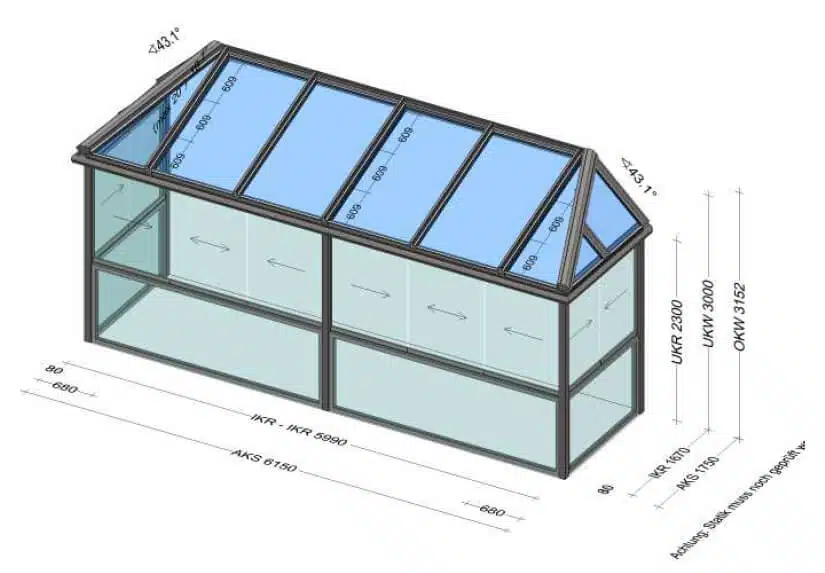 Sommergarten mit seitlich abgeschrägtem Glasdach