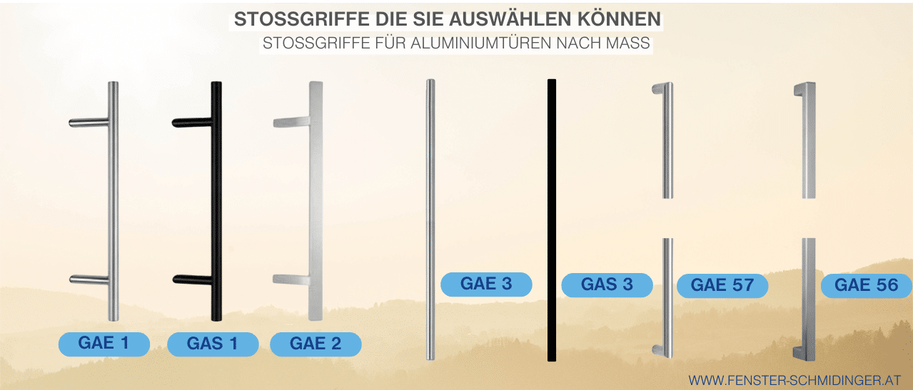 Stoßgriffe Haustüren, die im Haustürenkonfigurator ausgewählt werden können.