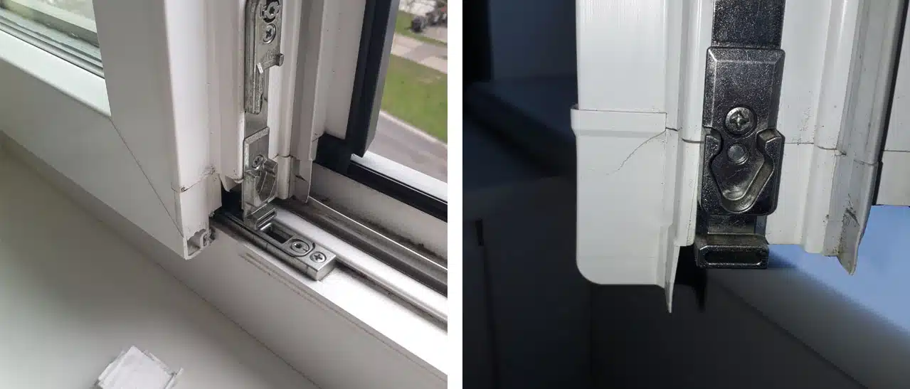 Austauschbare Stulpabdeckkappe am Fenster, beschädigt, Verfügbarkeit beim Lieferanten vorausgesetzt.