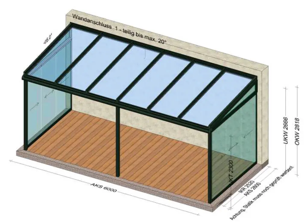 Terrassen Glasdach seitlich geschlossen