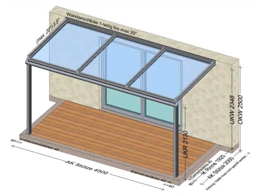 Terrassenüberdachung 4,5x2 Meter