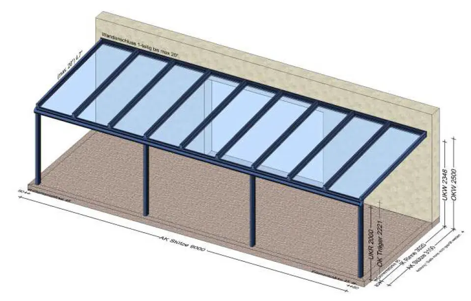Terrassenüberdachung 9 Meter - Planung für Bad Goisern