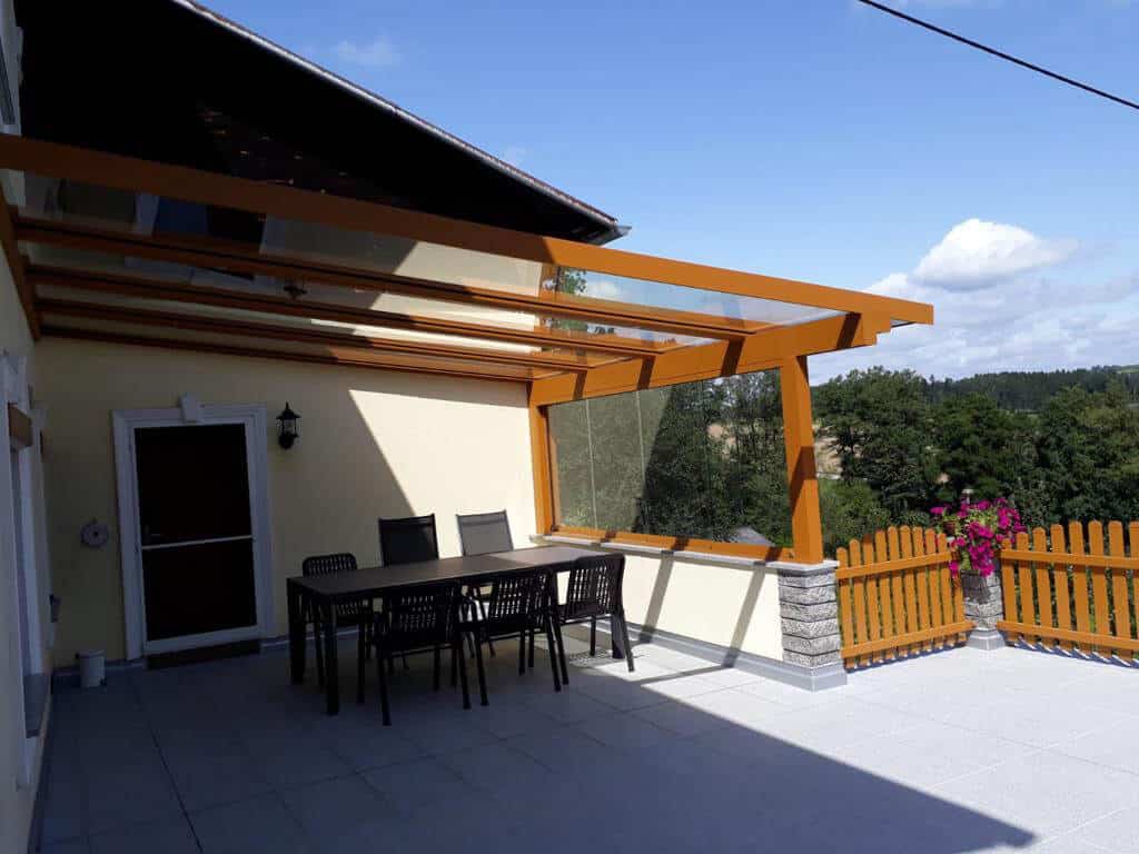 Terrassenüberdachung Alu mit Schiebewand