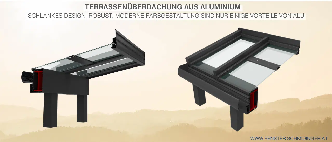 Terrassenüberdachung aus Aluminium: schlankes Design, robust, moderne Farben - viele Vorteile für Ihren Außenbereich.