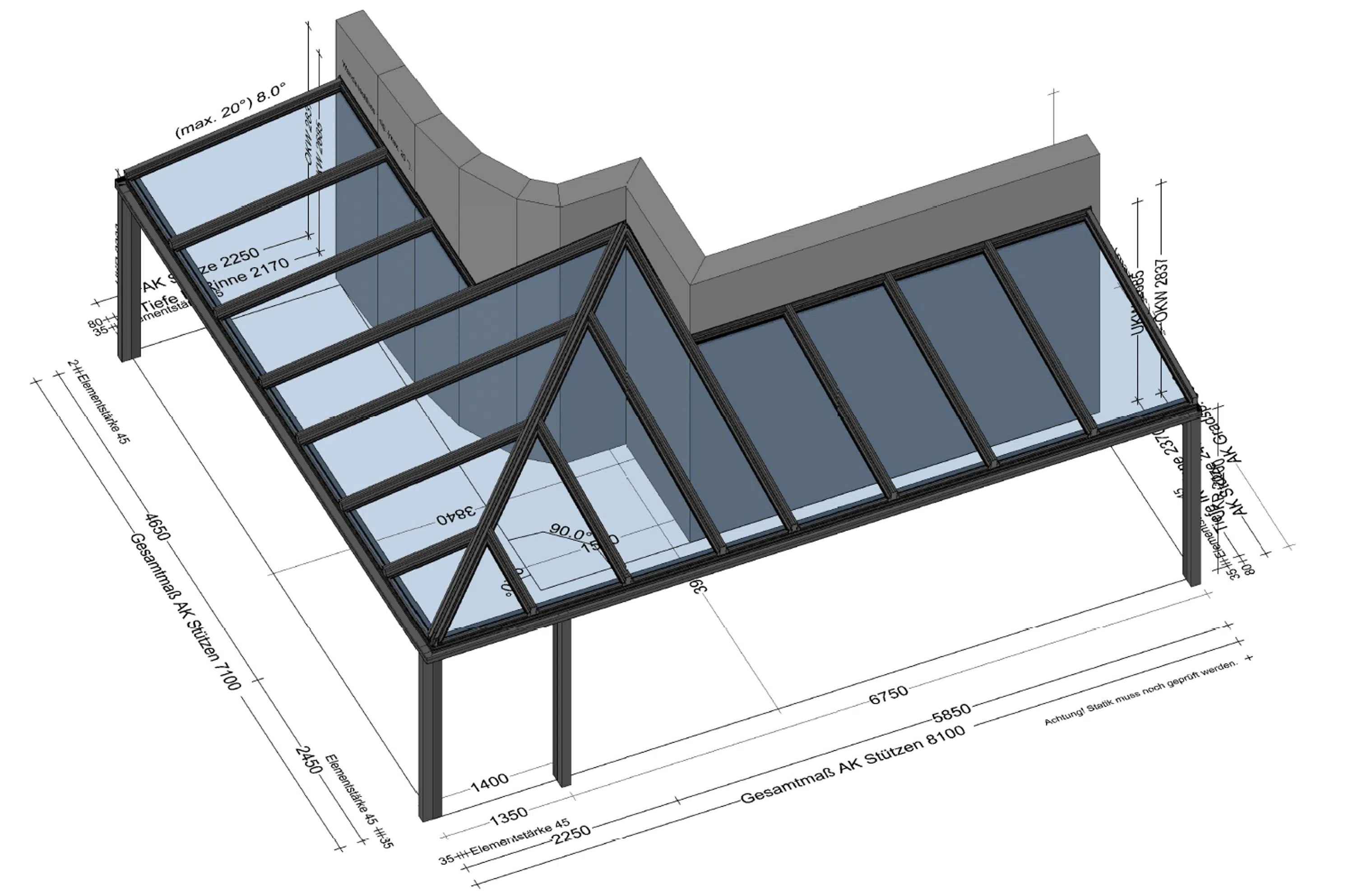 Terrassenüberdachung Ecklösung Aluminium