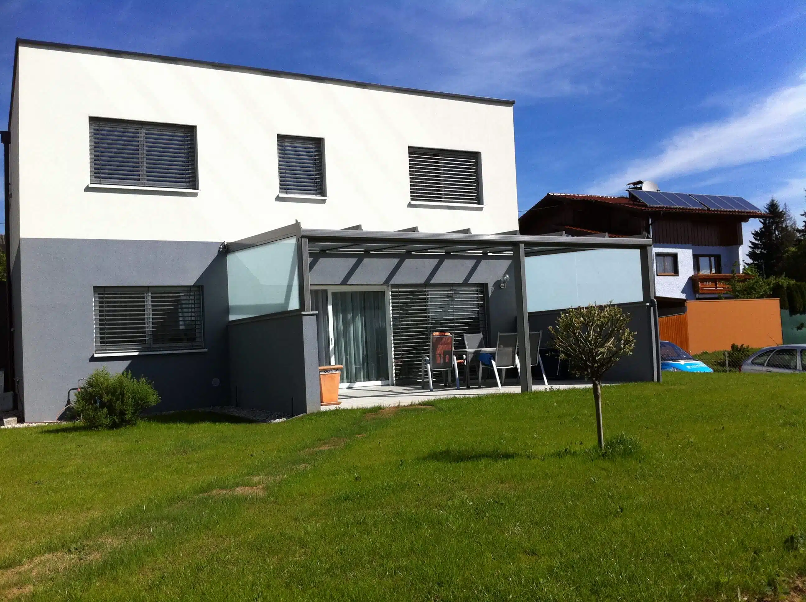 Terrassenüberdachung graualuminium RAL 9007